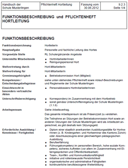 Pflichtenheft Hortleitung an der Schule Oberengstringen