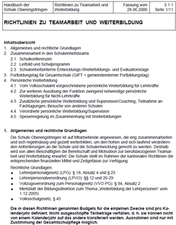 Richtlinien zu Teamarbeit und Weiterbildung